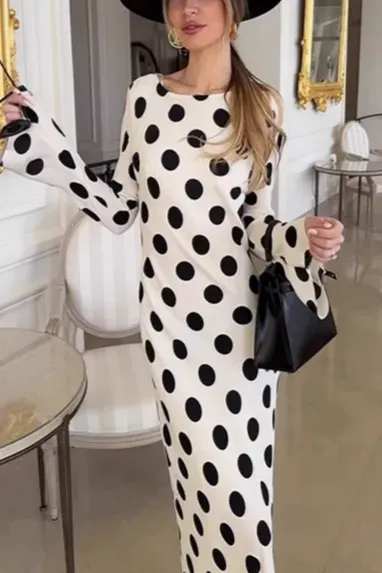 White Polka Dot Maxi Dress - Image 1