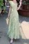 Light Green Floral V-Neck Maxi Dress