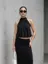 Black Halter Neck Bubblehem Top