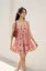 Peach Floral Square Neck Mini Dress