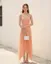 Peach Solid V-Neck Maxi Dress