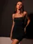 Black Solid Glittery Mini Dress