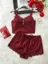 Wine Solid Lace-Insert Co-Ord Set