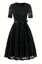 Black Lace Belted Midi Dress