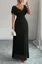 Black Solid V-Neck Maxi Dress