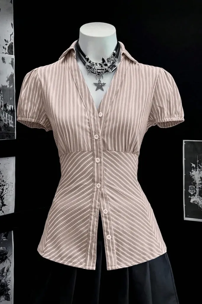Light Pink Striped Button-Down Shirt - Image 1