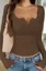 Brown Solid Scoop Neck Top