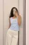 Light Blue Embroidered Crop Top