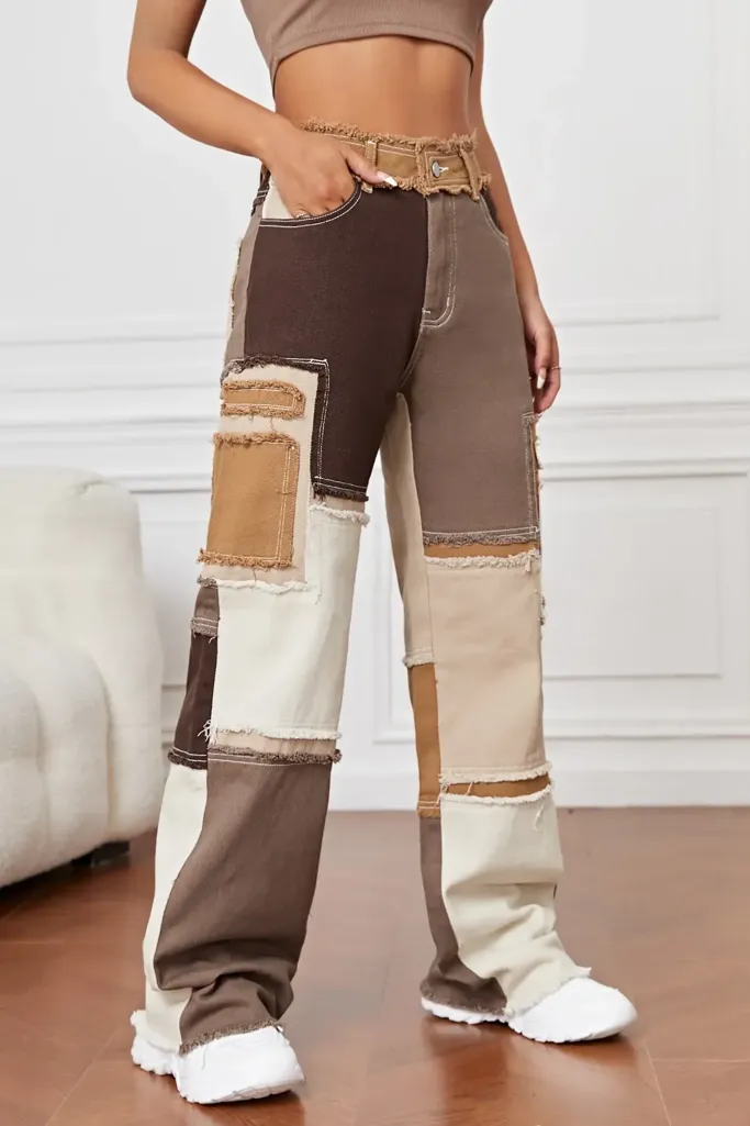 Brown High Rise Cargo Jeans - Image 1