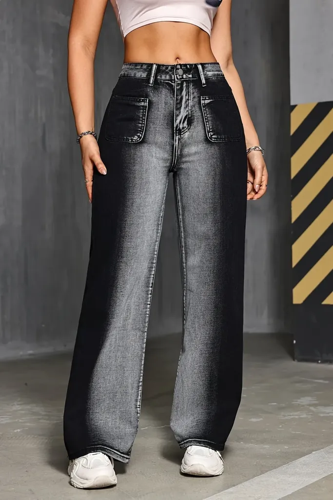 Black Monotone High-Rise Jeans - Image 1