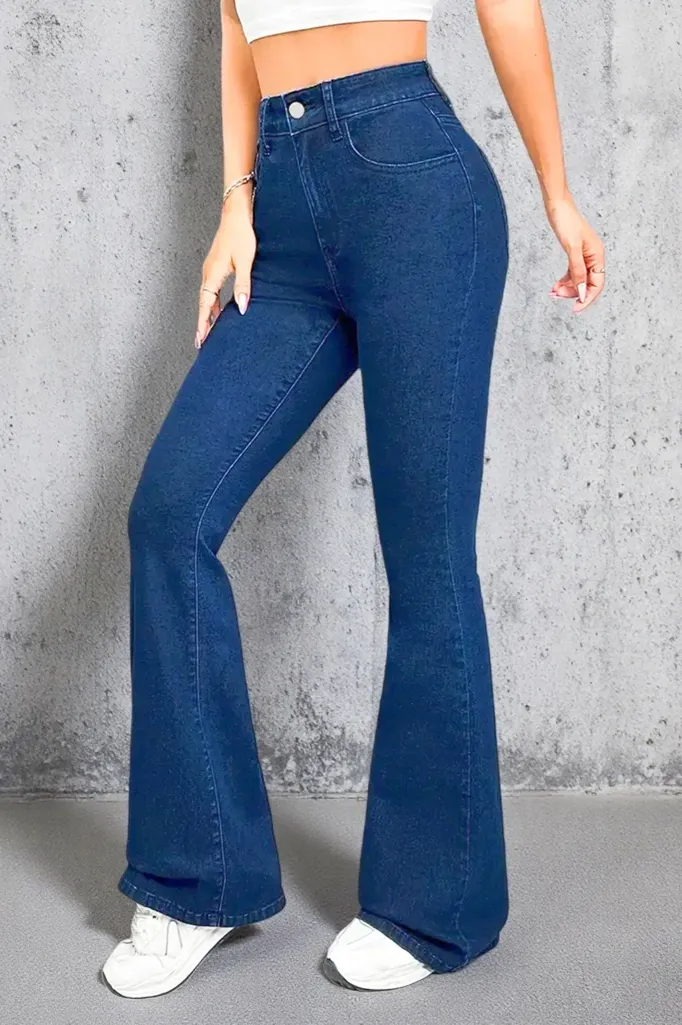 Dark Blue High Rise Bootcut Jeans - Image 1