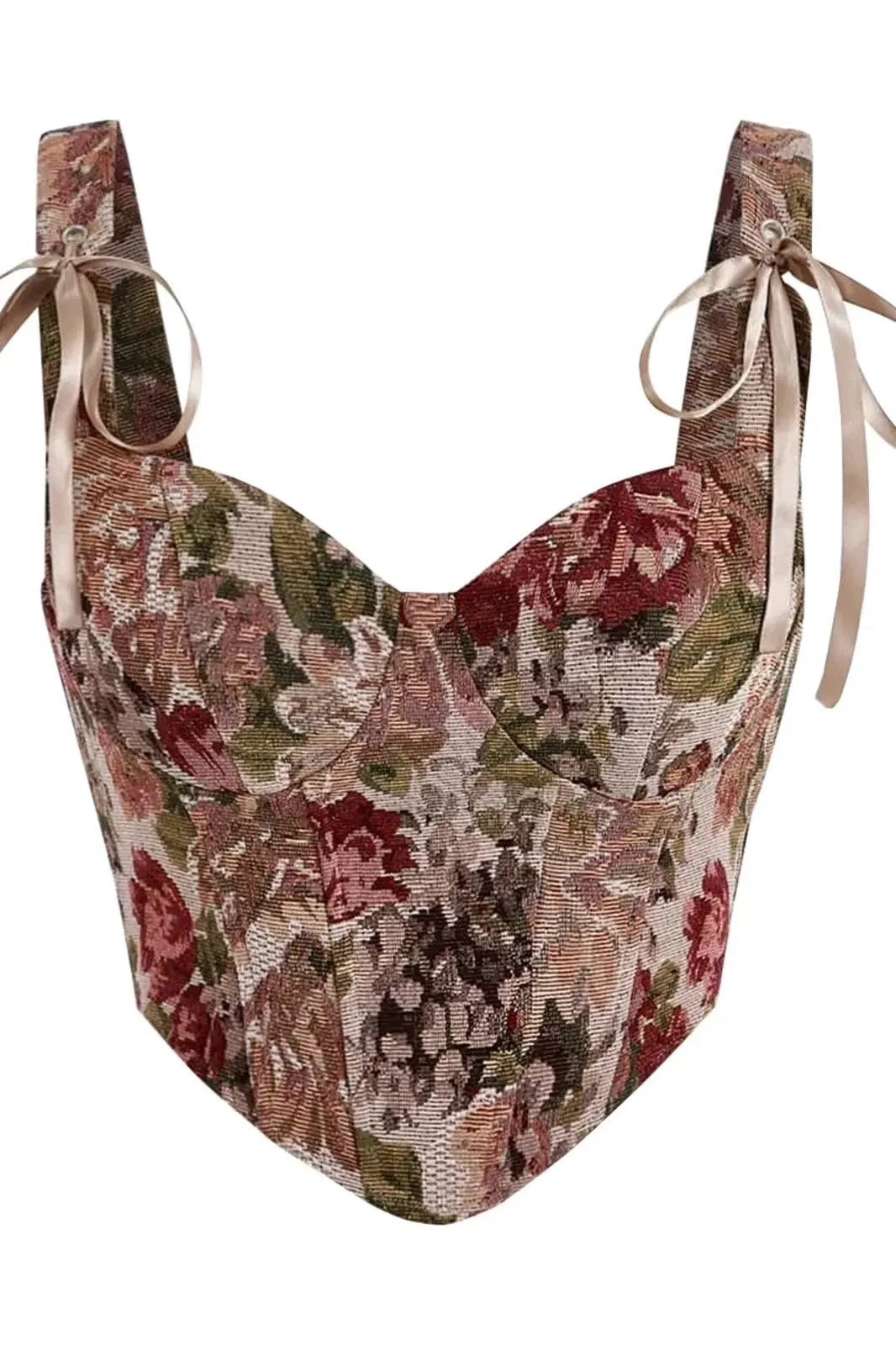 Multicolour Floral Crop Corset Top
