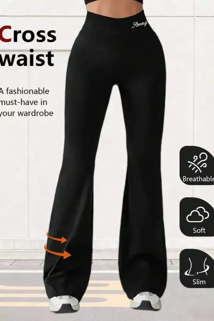 Black High Rise Bootcut Leggings - Image 1