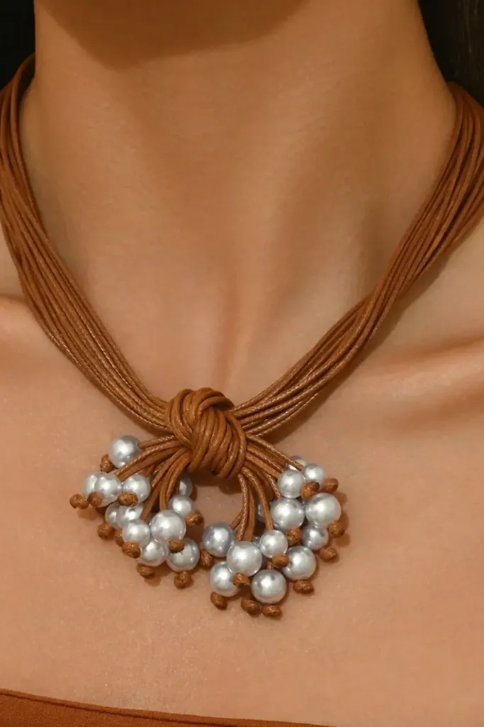 Brown Elegant Pendant Necklace - Image 1