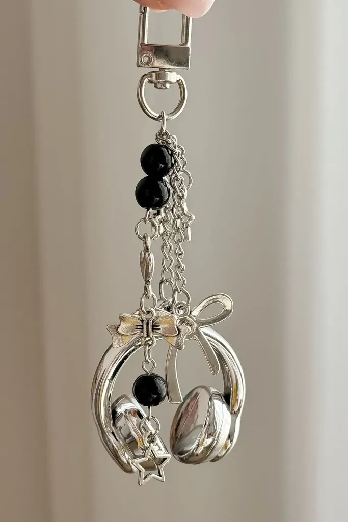 Silver Headphones Bag Charm - Image 1