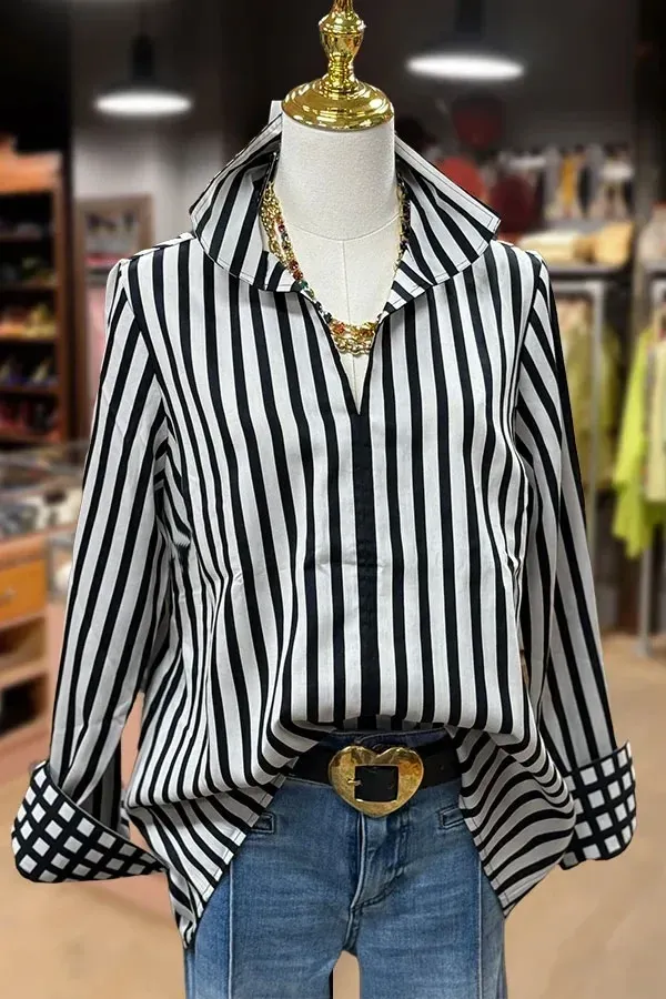 Black Striped Button-Down Shirt - Image 1