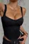 Black Solid Scoop Neck Corset Top