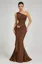 Brown One-Shoulder Ruched Maxi Dress