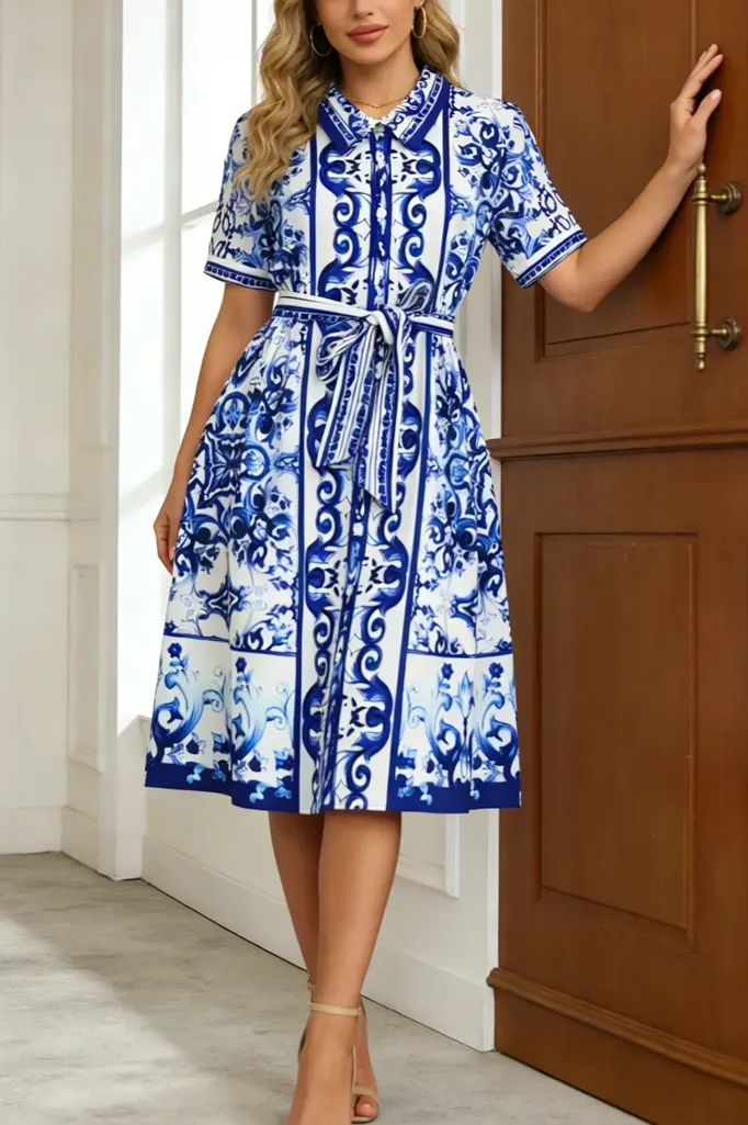 Dark Blue Ethnic Maxi Dress - Image 1