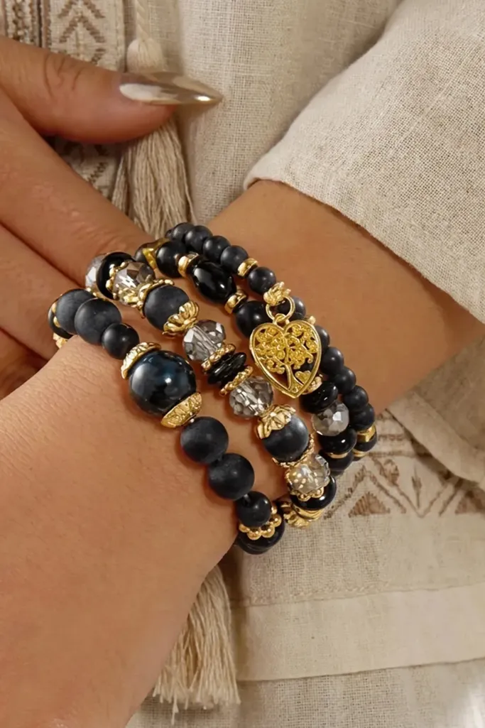 Black Onyx Set Of 4 Beaded Bracelet - Image 1
