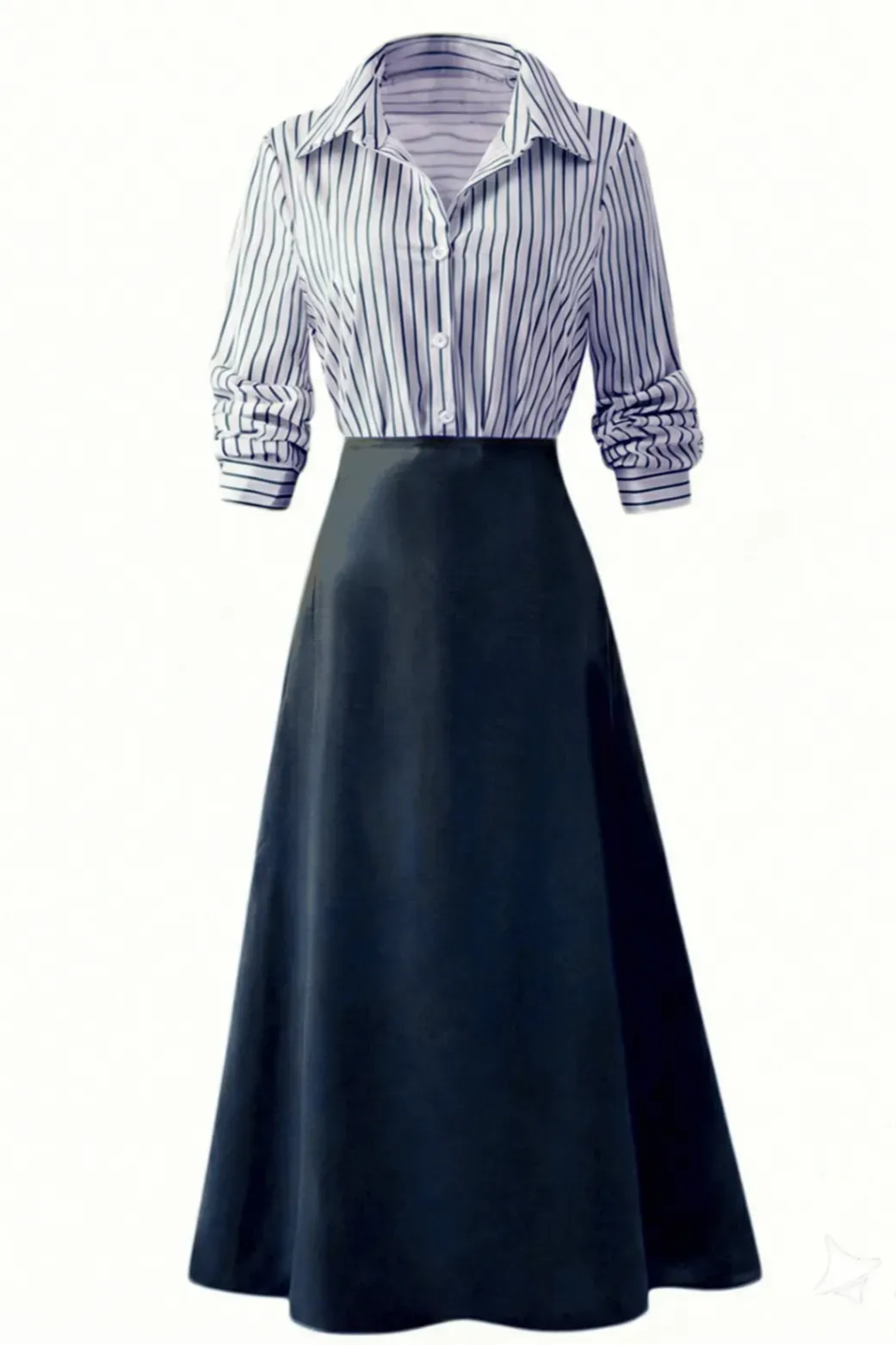 Dark Blue Striped Maxi Co-Ord Set