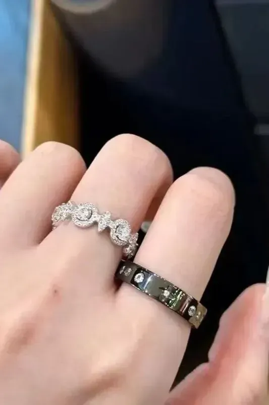 Silver Embellished Set Of 2 Rings - Image 1