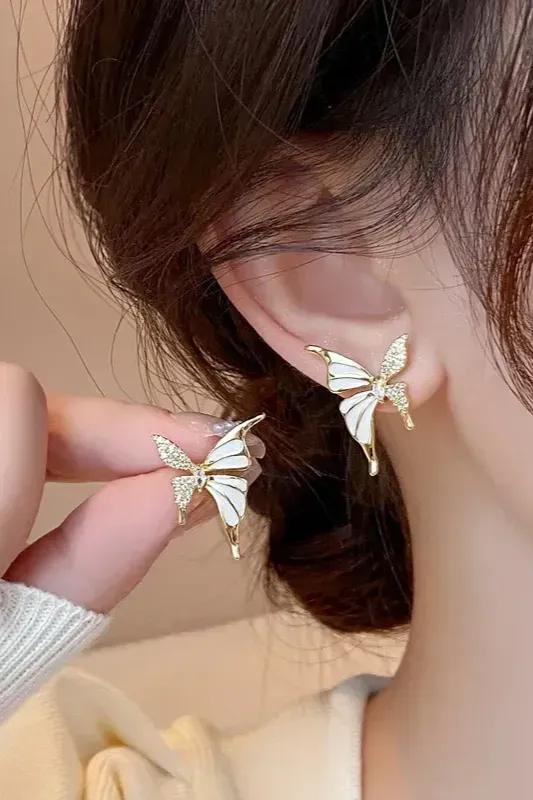 Golden Butterfly Stud Earrings - Image 1