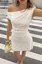 White Ruched Lace One-Shoulder Mini Dress