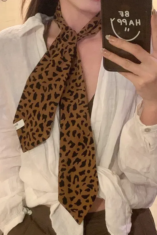 Light Brown Leopard Printed Neck-Tie - Image 1