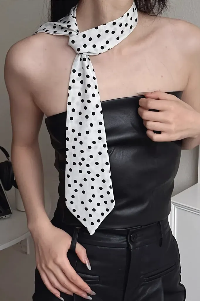 White Polka Dot Neck-Tie - Image 1