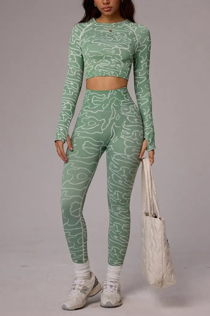 Light Green Abstract Sports Co-Ord Set - Image 1
