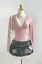 Light Pink Lace-Insert V-Neck Top