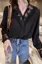 Black Lace Band Collar Shirt