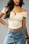 Cream Solid Off Shoulder Crop Top