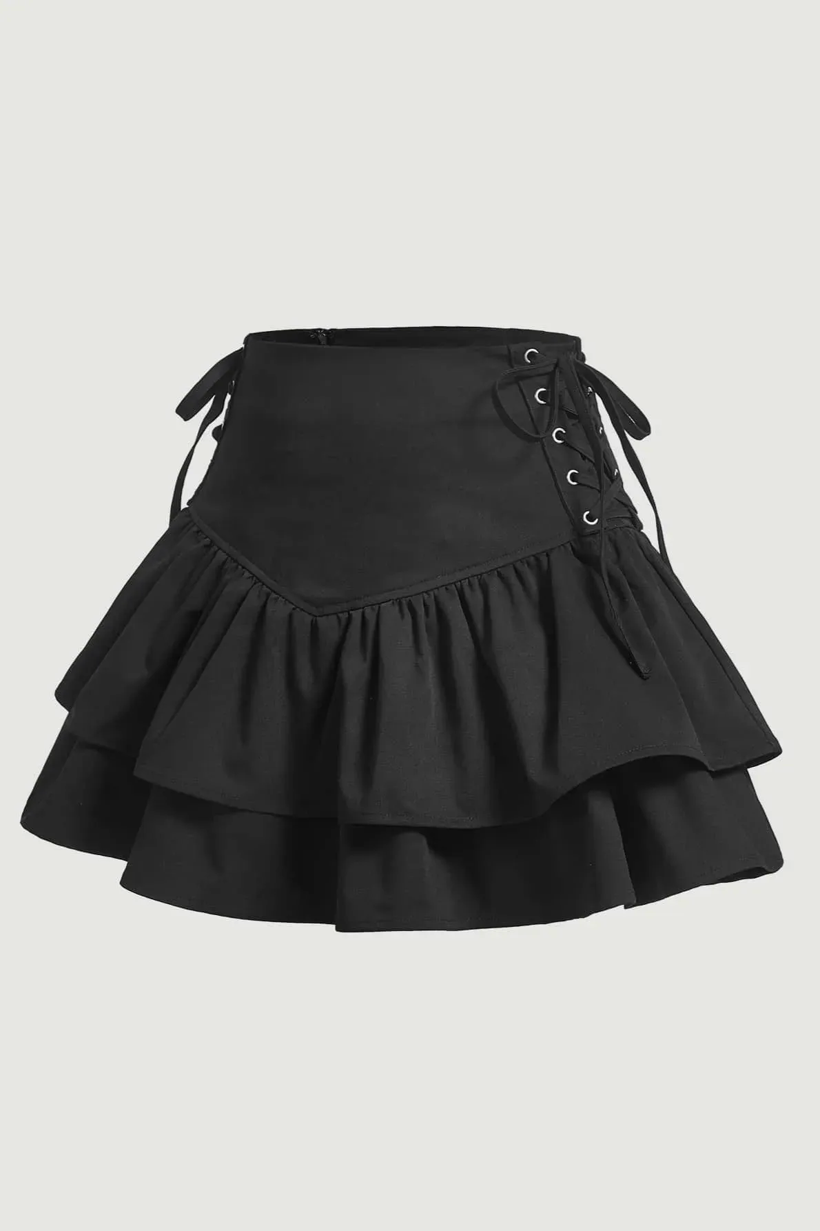 Black High Rise Ruffled Mini Skirt