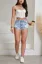 Light Blue High Rise Ripped Denim Shorts