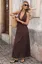Brown Polka Dot Halter Maxi Dress