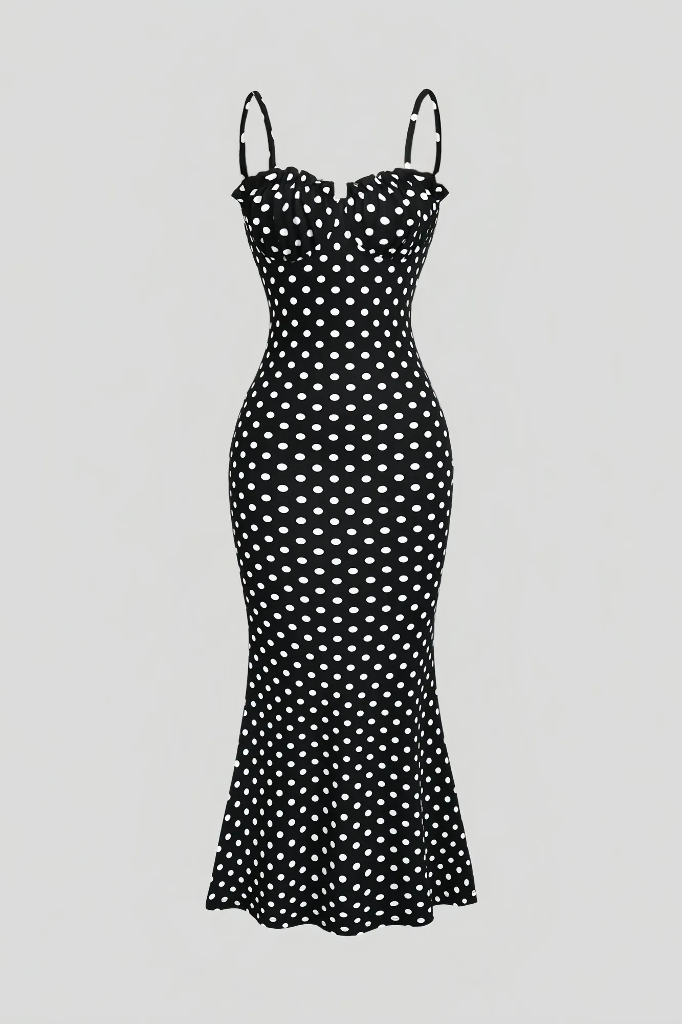 Black Polka Dot Sweetheart Maxi Dress