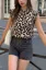 Beige Leopard Print High Neck Top