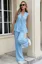 Light Blue Solid V-Neck Co-Ord Set