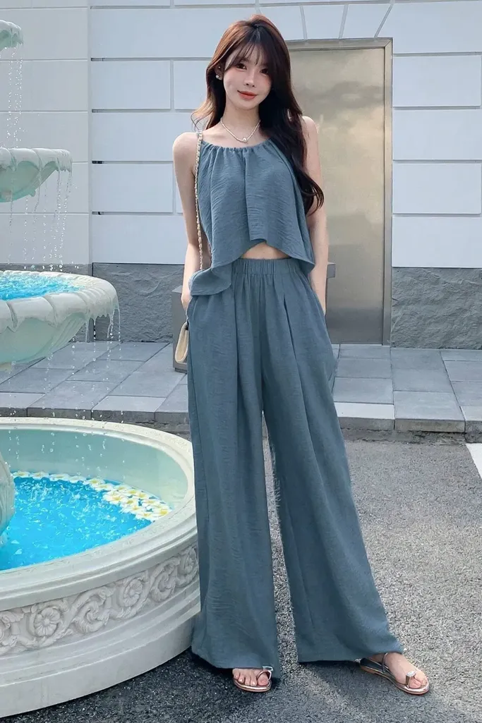 Blue Halter Neck Co-Ord Set - Image 1