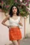 Orange Ethnic Printed Mini Skirt