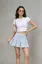 Light Blue Check Print Mini Skater Skirt