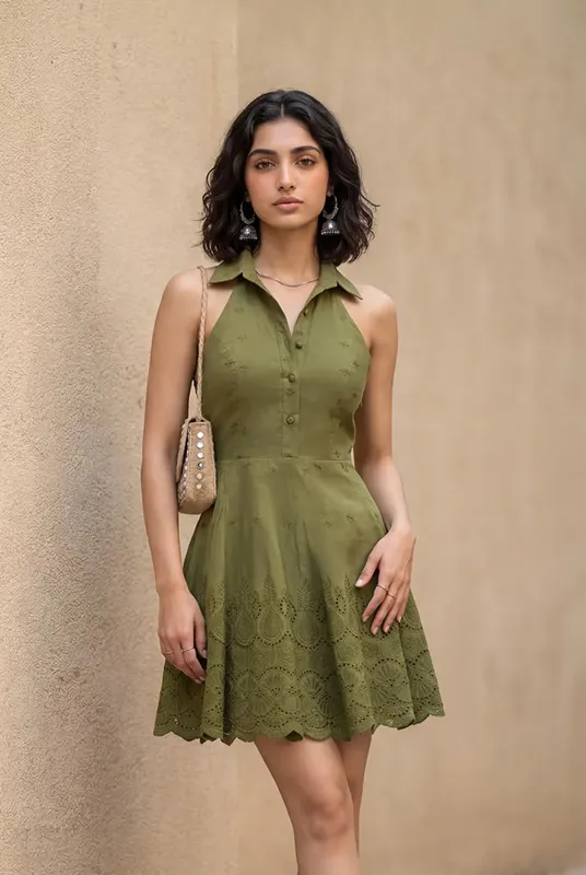 green schiffli dress Sea Green Slub Schiffli Printed Off-Shoulder Mini Vacation Dress by THE  IASO at Pernia's Pop Up Shop 2026