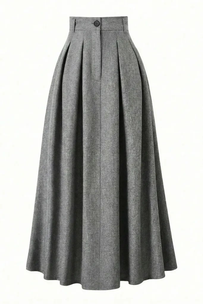 Light Grey High Rise Pleated Skirt - Image 1