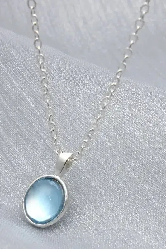 Light Blue Sapphire Dainty Necklace - Image 1