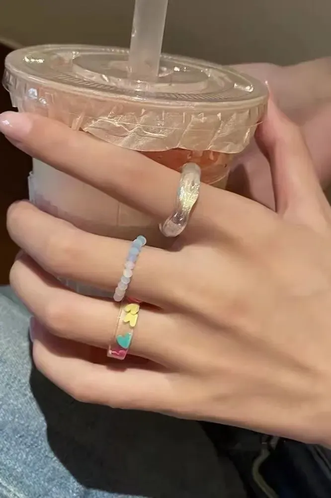 Multicolor Cute Set Of 3 Rings - Image 1