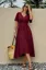 Maroon Smocked V-Neck Midi Dress