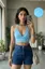 Light Blue Ethnic Printed Halter Neck Top
