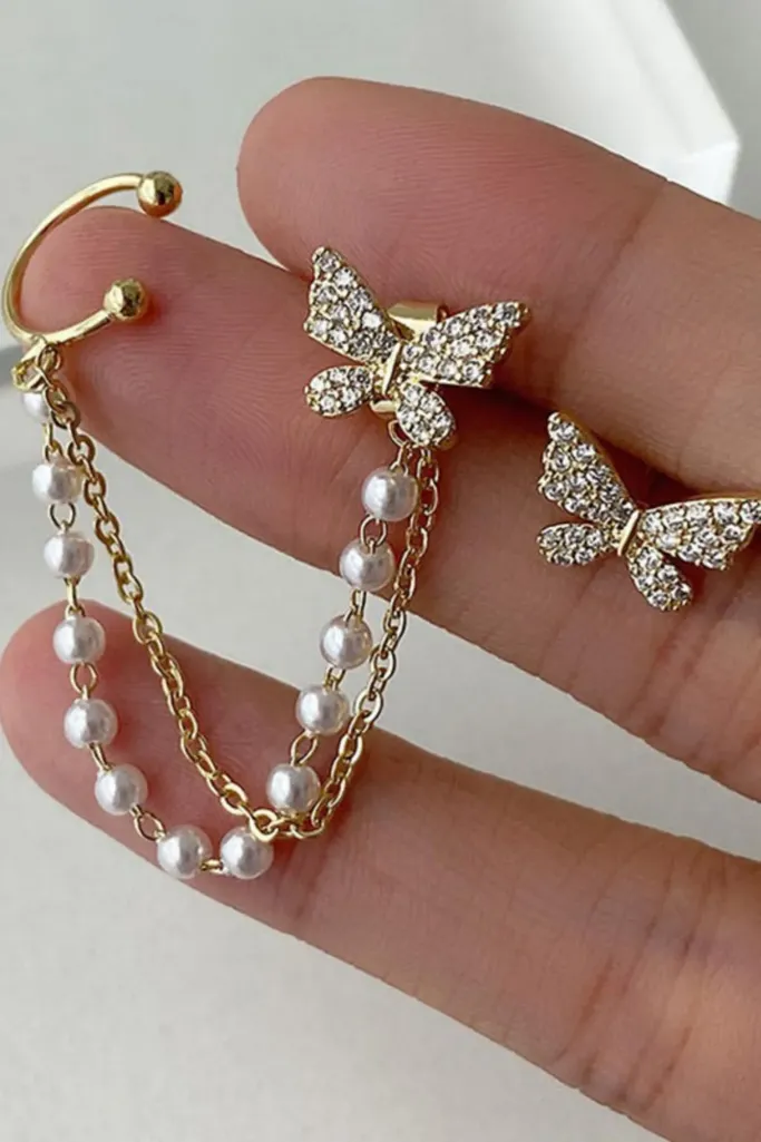 Golden Butterfly Statement Earrings - Image 1